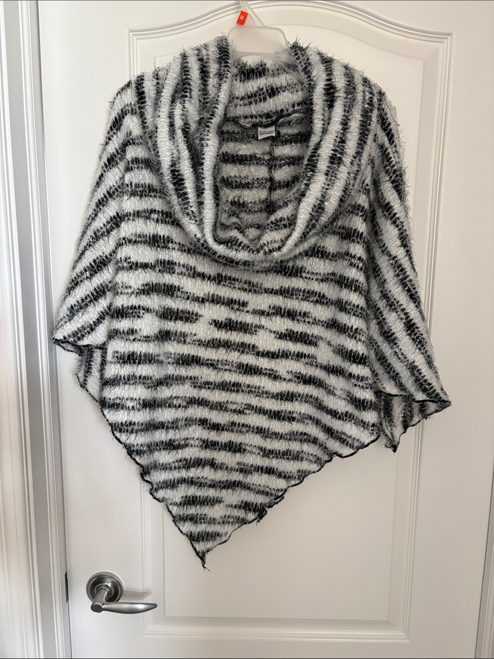 Never Worn Striped Poncho Sweater - Black & White